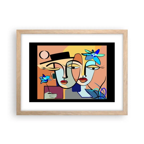 Plakat i ramme af lyst egetræ - Picassos randez vous - 40x30 cm
