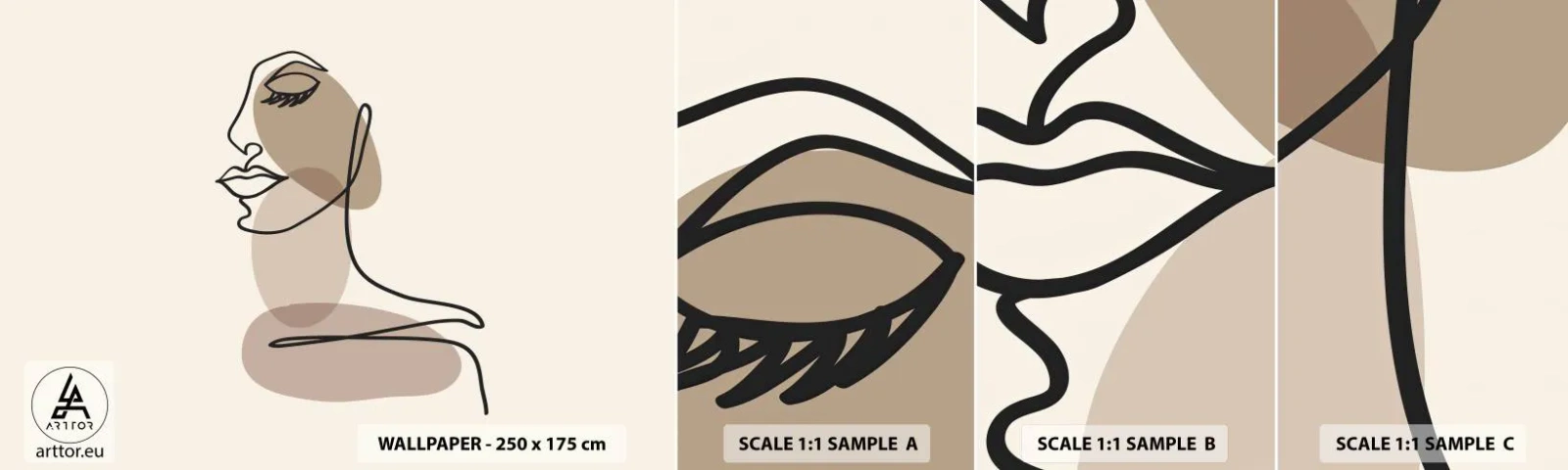 Fototapet Prøve Standard Eco - Lytter til sig selv - Abstraktion, Kvindens ansigt, Grafik - 100x30 cm