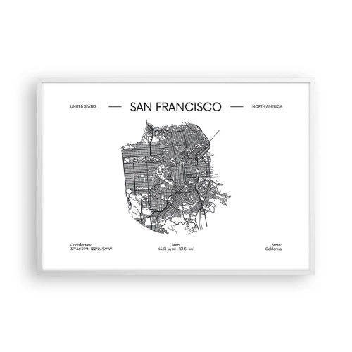Plakat i hvid ramme - San Franciscos anatomi - 100x70 cm