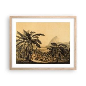 Plakat i ramme af lyst egetræ - I en kolonial atmosfære - 50x40 cm