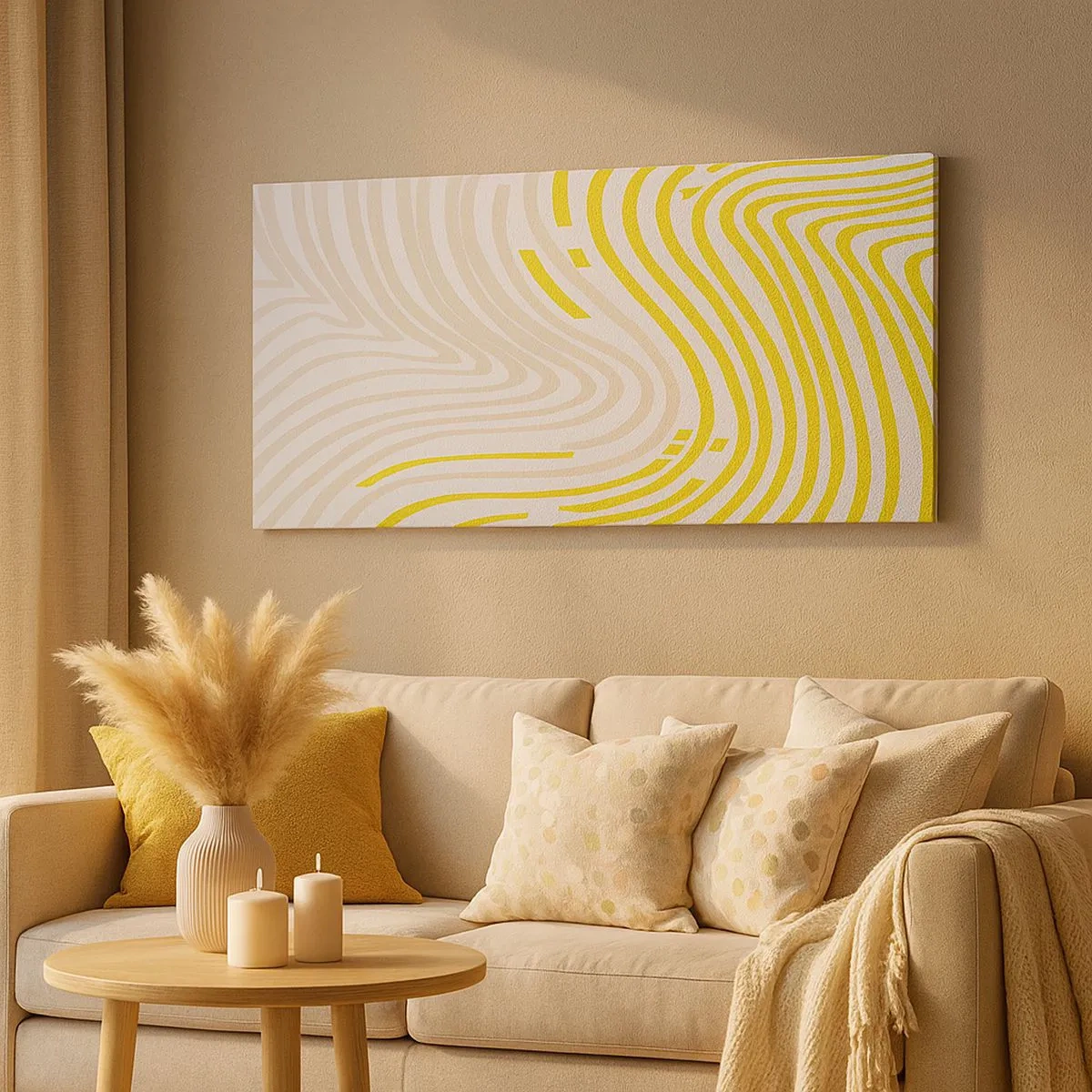 Lærredstryk - Billede på lærred - Komposition med et blidt sving - 100x40 cm