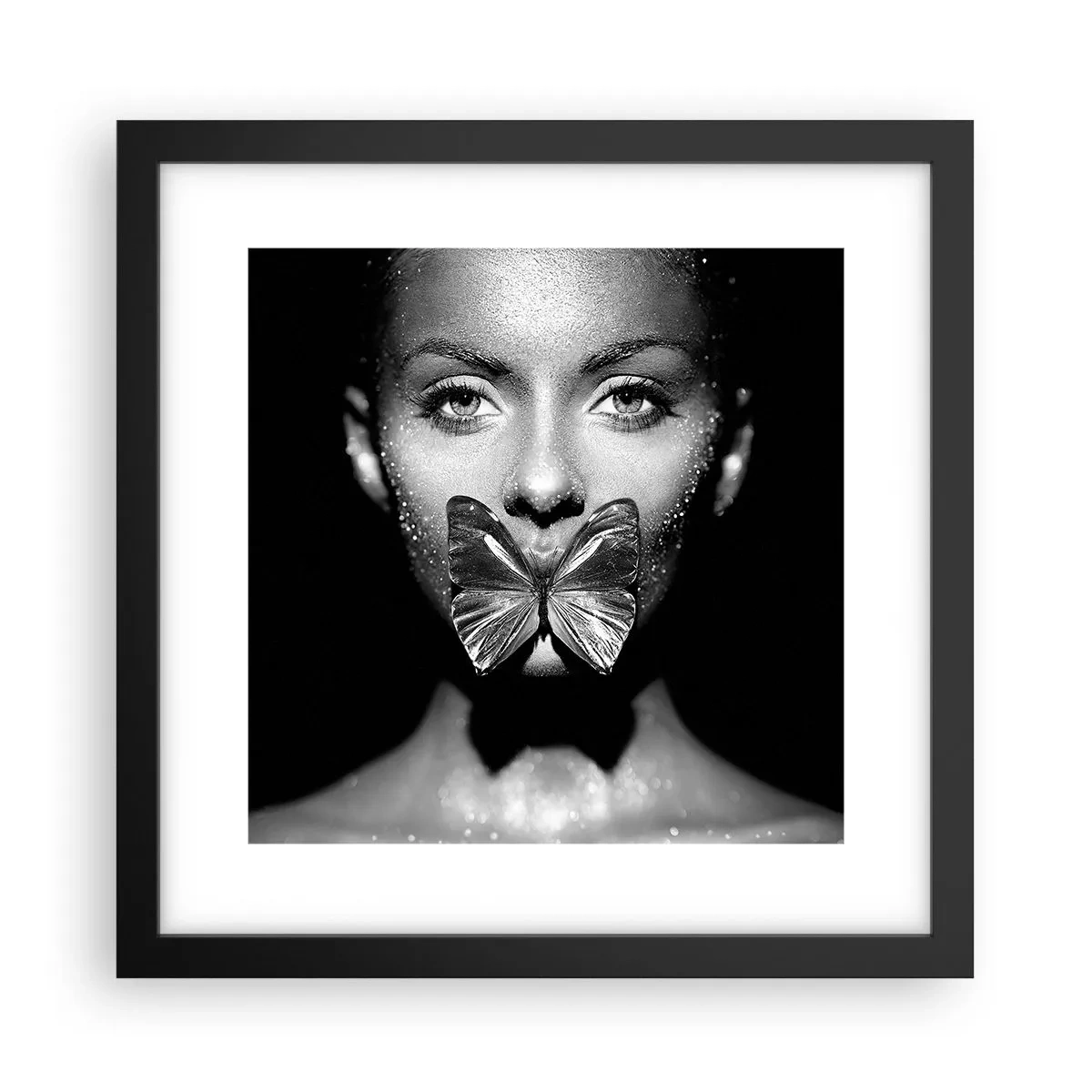 Plakat i sort ramme - Sommerfuglekys - 30x30 cm