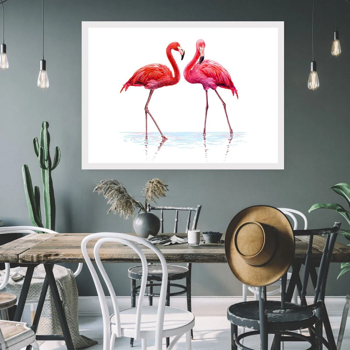 Plakat - Lyserødt randez-vous - 100x70 cm