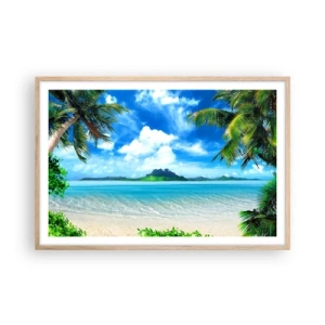 Plakat i ramme af lyst egetræ - Azur i troperne - 91x61 cm