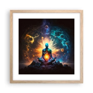 Plakat i ramme af lyst egetræ - Kosmisk ro - 40x40 cm