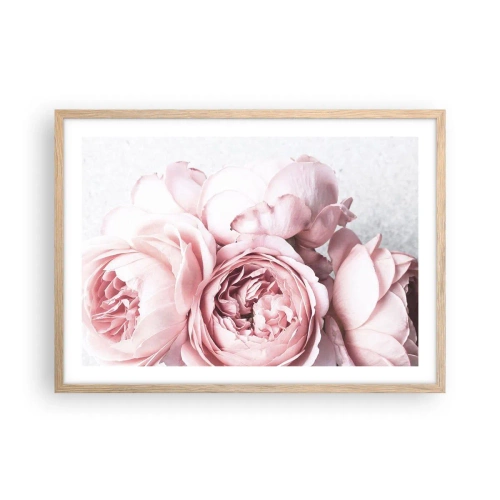 Plakat i ramme af lyst egetræ - For de romantiske - 70x50 cm