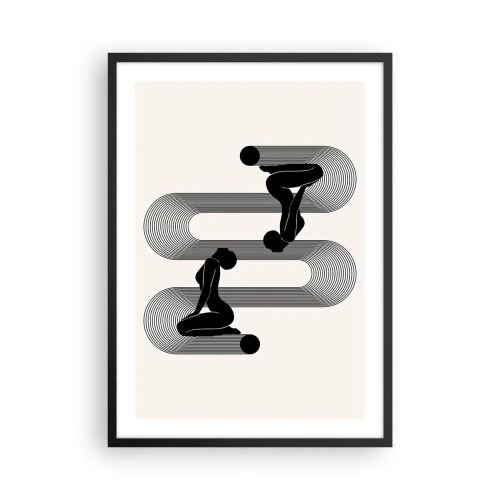 Plakat i sort ramme - Minimalistisk grafik af kvindelige silhuetter med en optisk illusionseffekt - 50x70cm - Sensuel symmetri - Moderne vægdekoration til stue og soveværelse ARTTOR