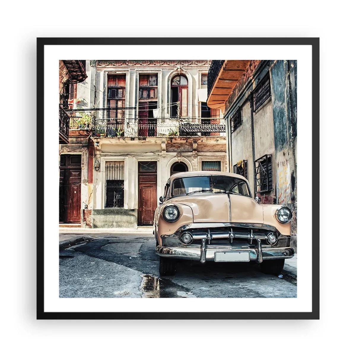 Plakat i sort ramme - Siesta i Havana - 60x60 cm