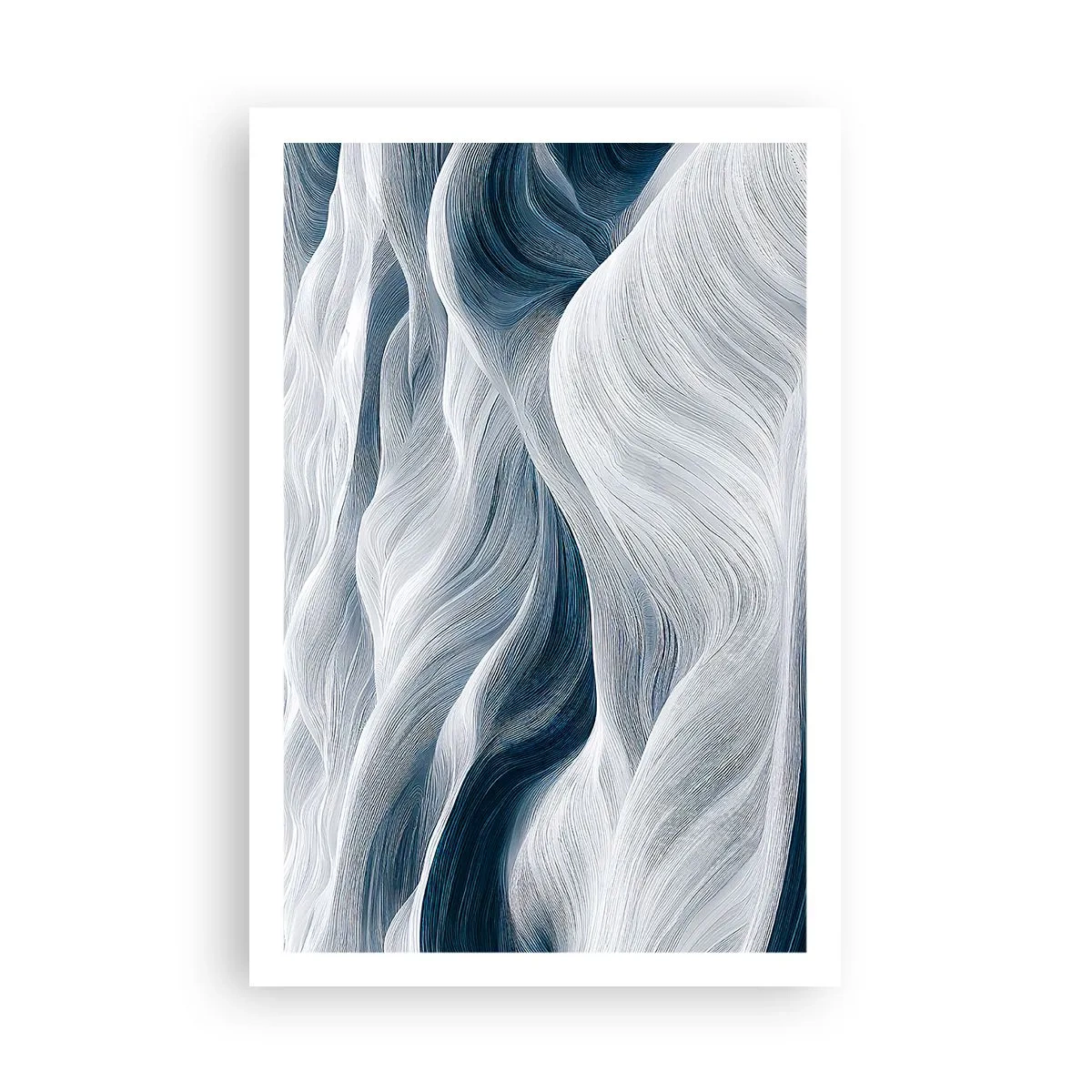 Plakat - Hvide og blå bølger - 61x91 cm