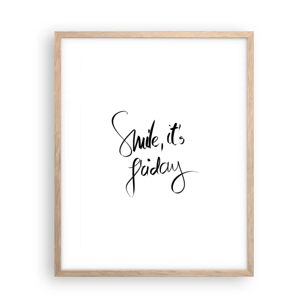Plakat i ramme af lyst egetræ - Ægte glæde - 40x50 cm
