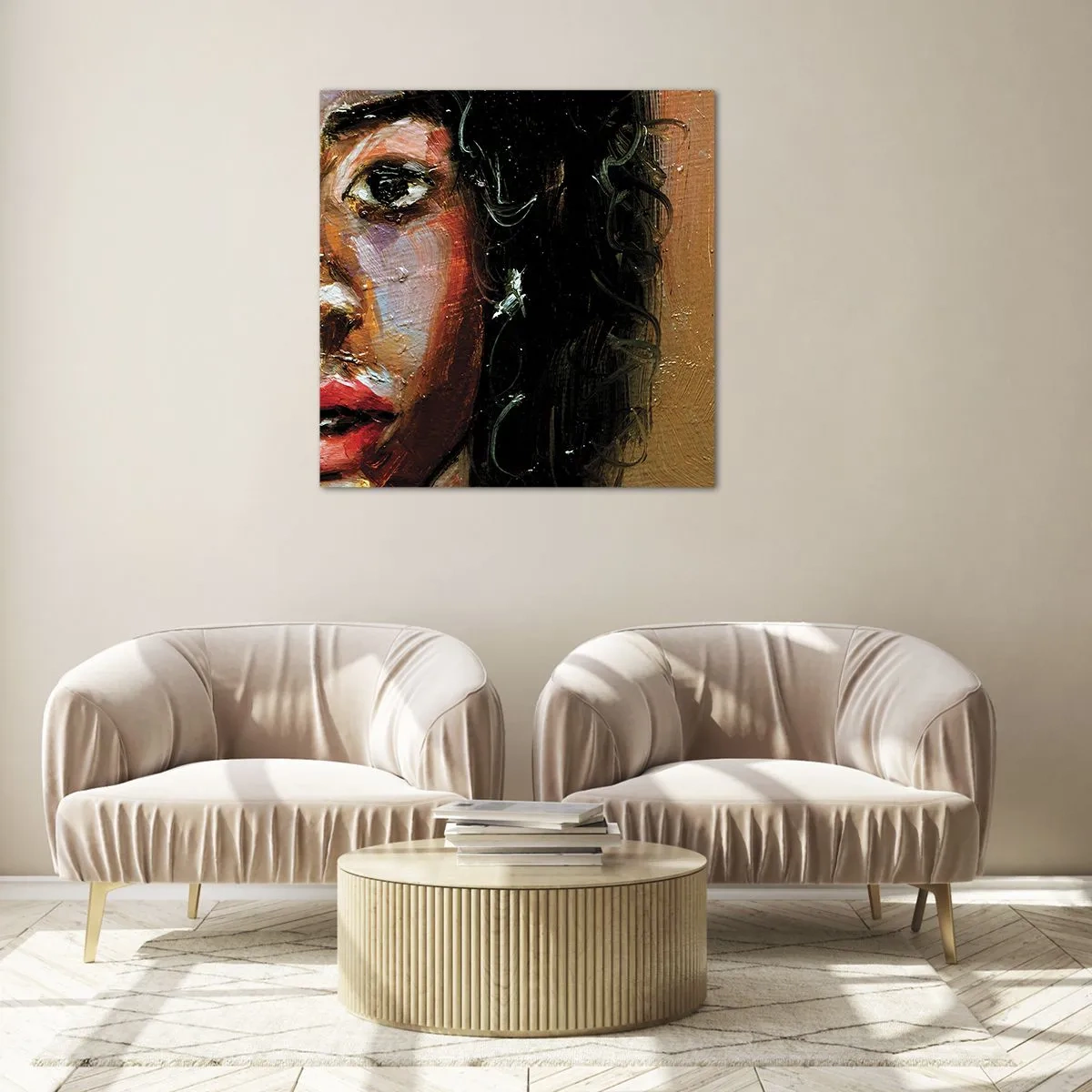 Billede på glas - Sort og glitter - 70x70 cm