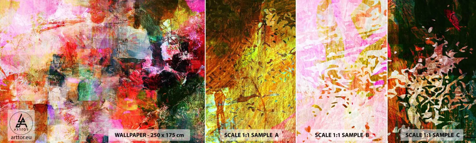 Prøve Fototapet Selvklæbende Deluxe Sticker - En rejse gennem de forskellige - Abstraktion, Stykke, Grafik - 100x30 cm