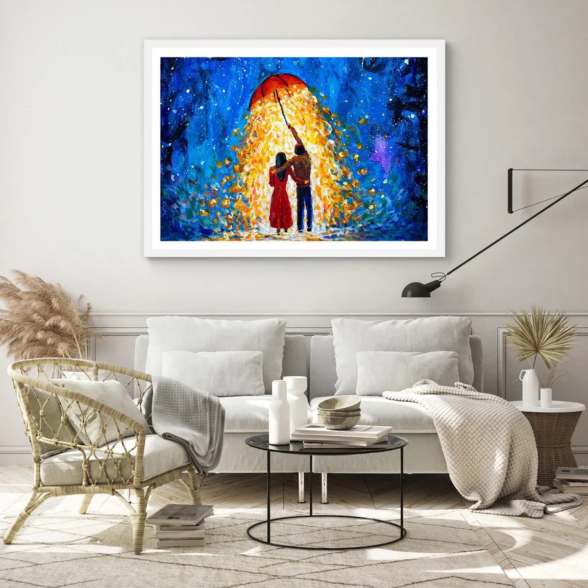 Plakat i hvid ramme - Magien ved en regnfuld aften? - 40x30 cm