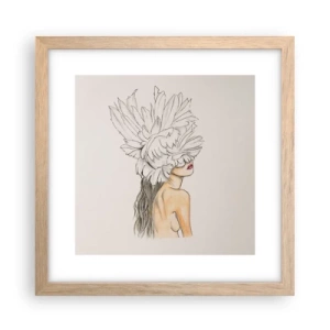 Plakat i ramme af lyst egetræ - Skønhed kronet - 30x30 cm