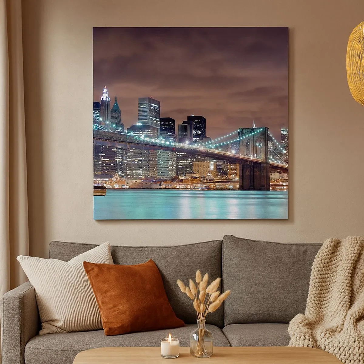 Lærredstryk - Billede på lærred - Lys i den store by - 30x30 cm