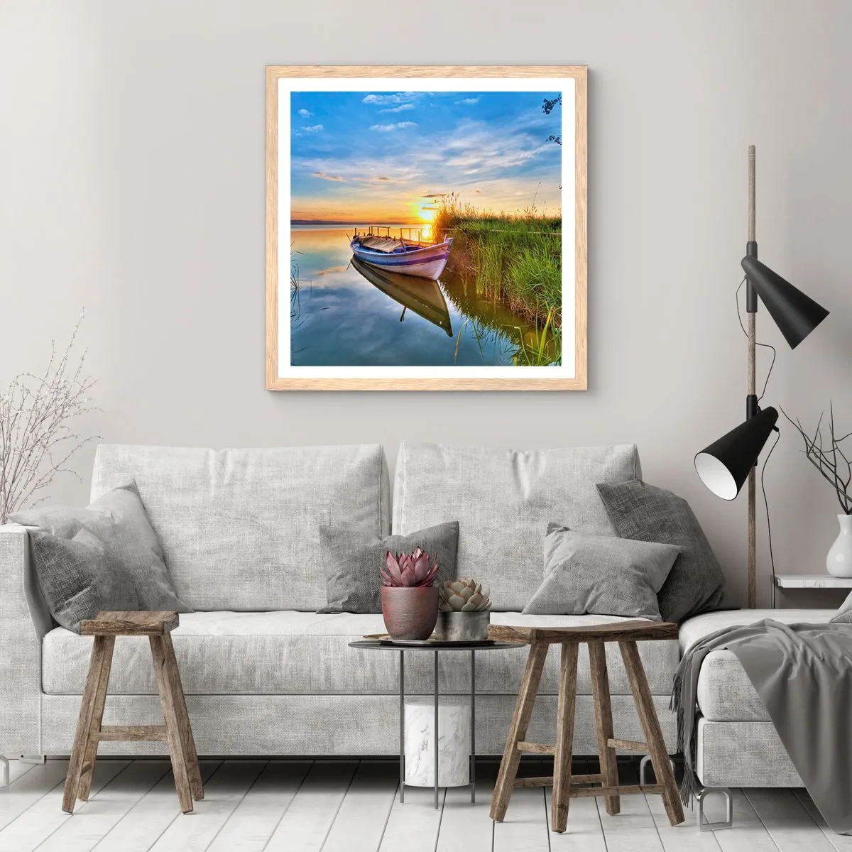 Plakat i ramme af lyst egetræ - Bugt med opfyldte drømme - 40x40 cm