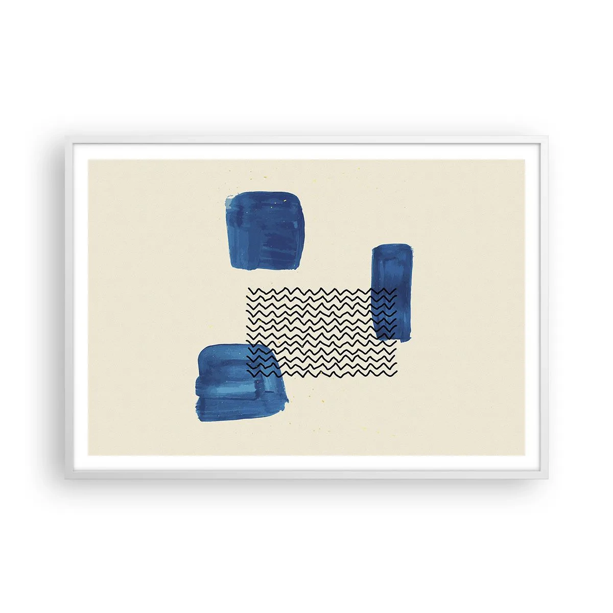 Plakat i hvid ramme - Abstrakt kvartet - 100x70 cm