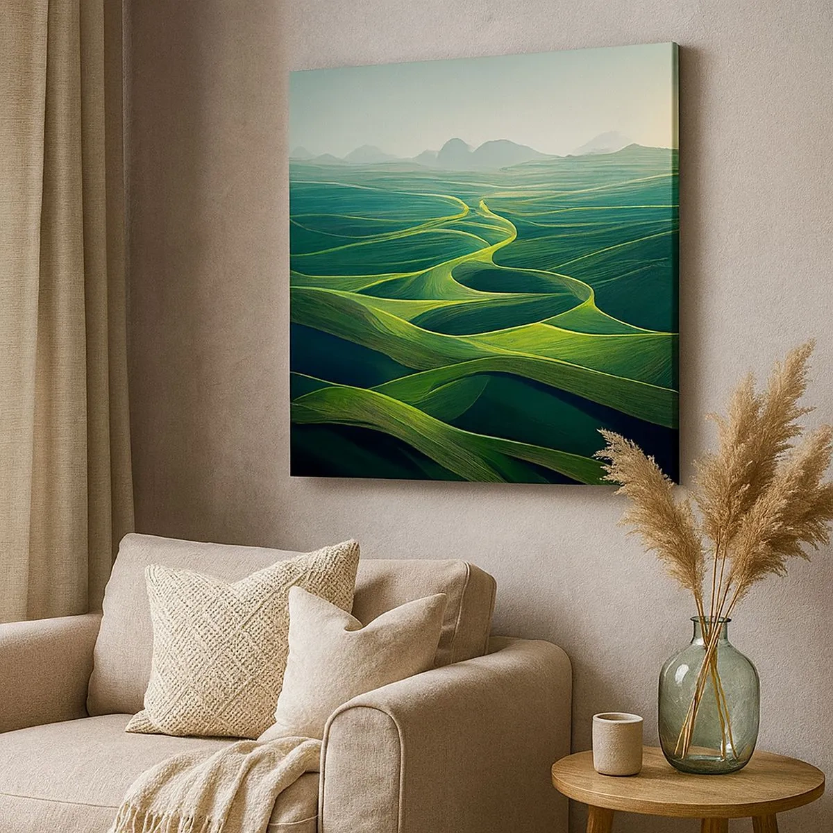 Lærredstryk - Billede på lærred - I grønne dale - 30x30 cm