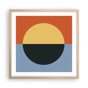 Plakat i ramme af lyst egetræ - En sammensætning af varme og kølighed - 50x50 cm