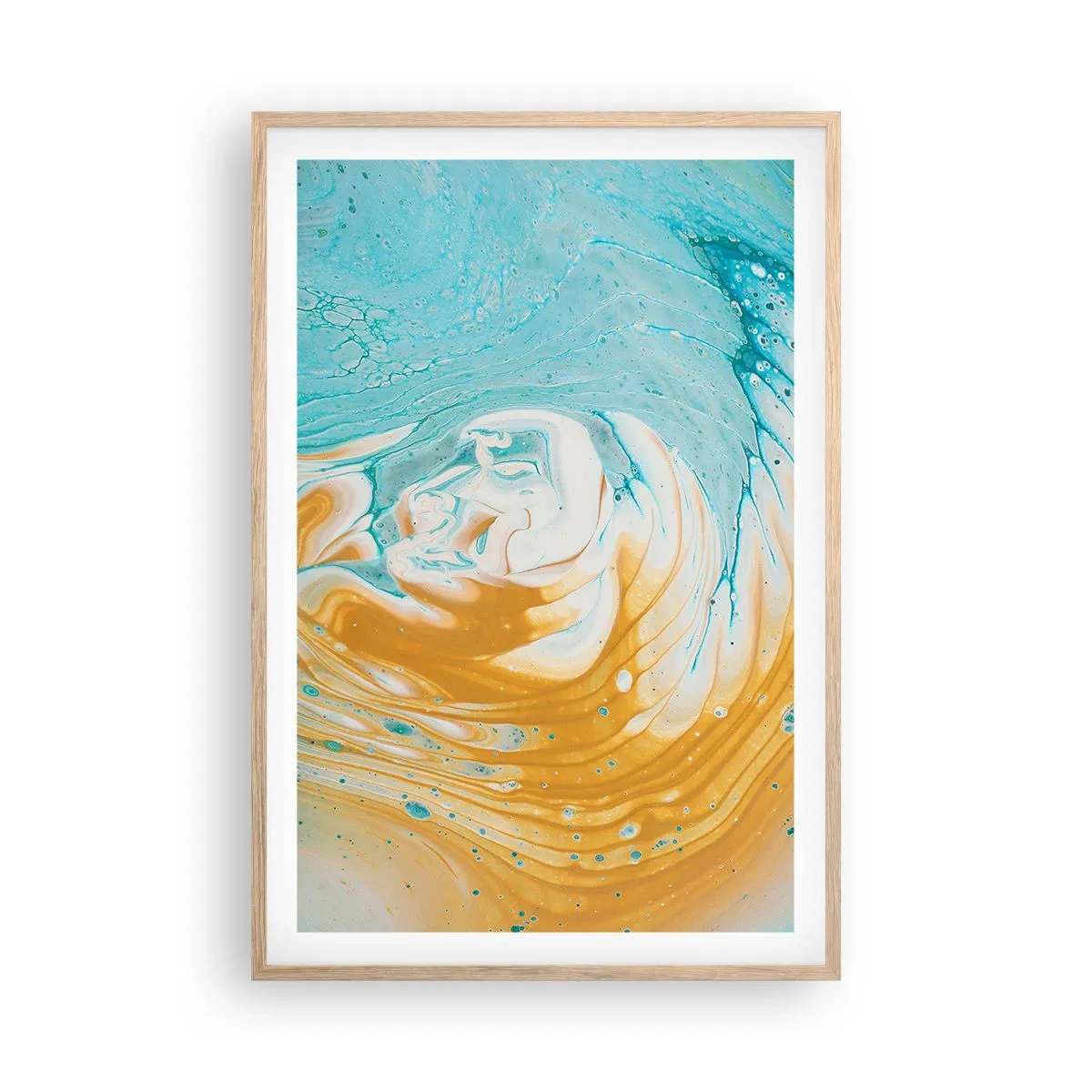 Plakat i ramme af lyst egetræ - Pastel hvirvel - 61x91 cm