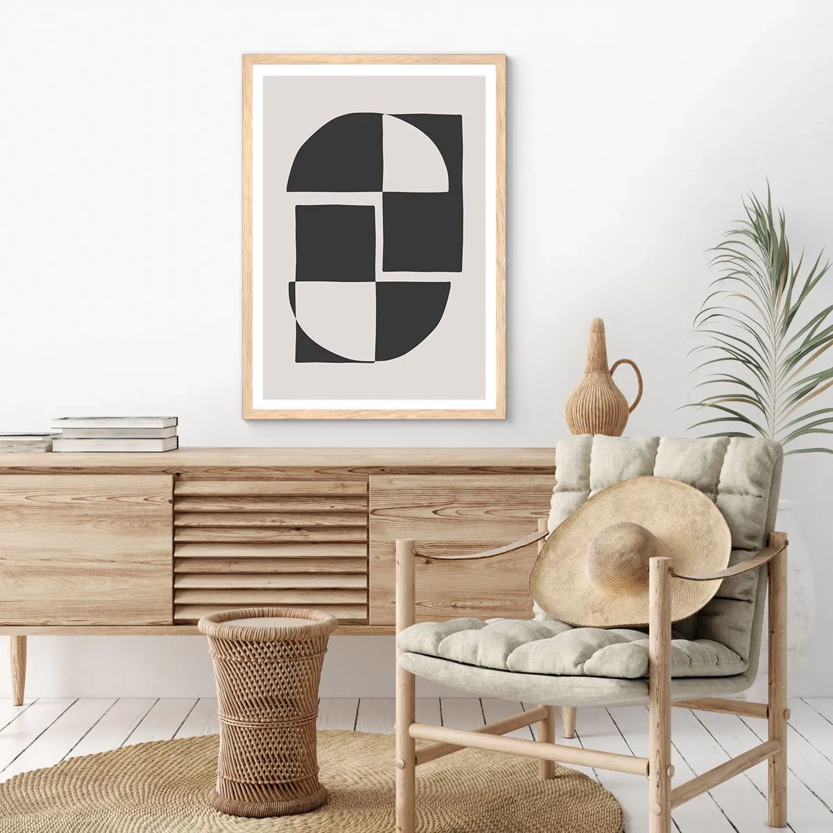 Plakat i ramme af lyst egetræ - Antitese - syntese - 70x100 cm