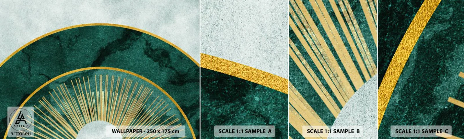 Prøve Fototapet Selvklæbende Deluxe Sticker - Et anderledes solsystem - Art Deco, Moderne, Abstraktion - 100x30 cm