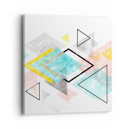 Lærredstryk - Billede på lærred - Geometrisk leg - 40x40 cm