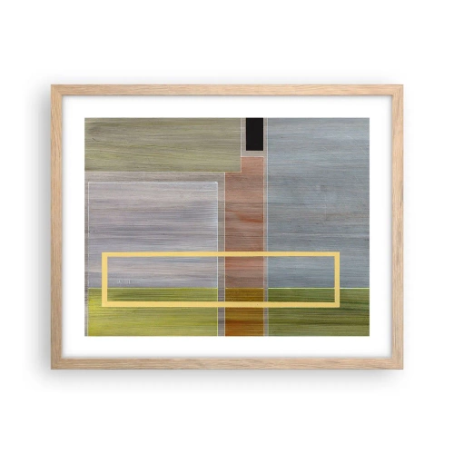 Plakat i ramme af lyst egetræ - Lige og rolig - 50x40 cm