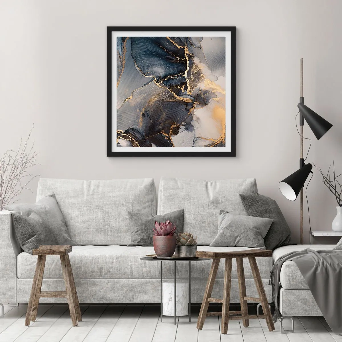 Plakat i sort ramme - Livet af sten - 50x50 cm