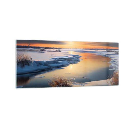 Billede på glas - Vintersolnedgang - 100x40 cm