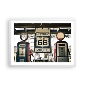 Plakat i hvid ramme - En retro-amerikansk rejse - 70x50 cm