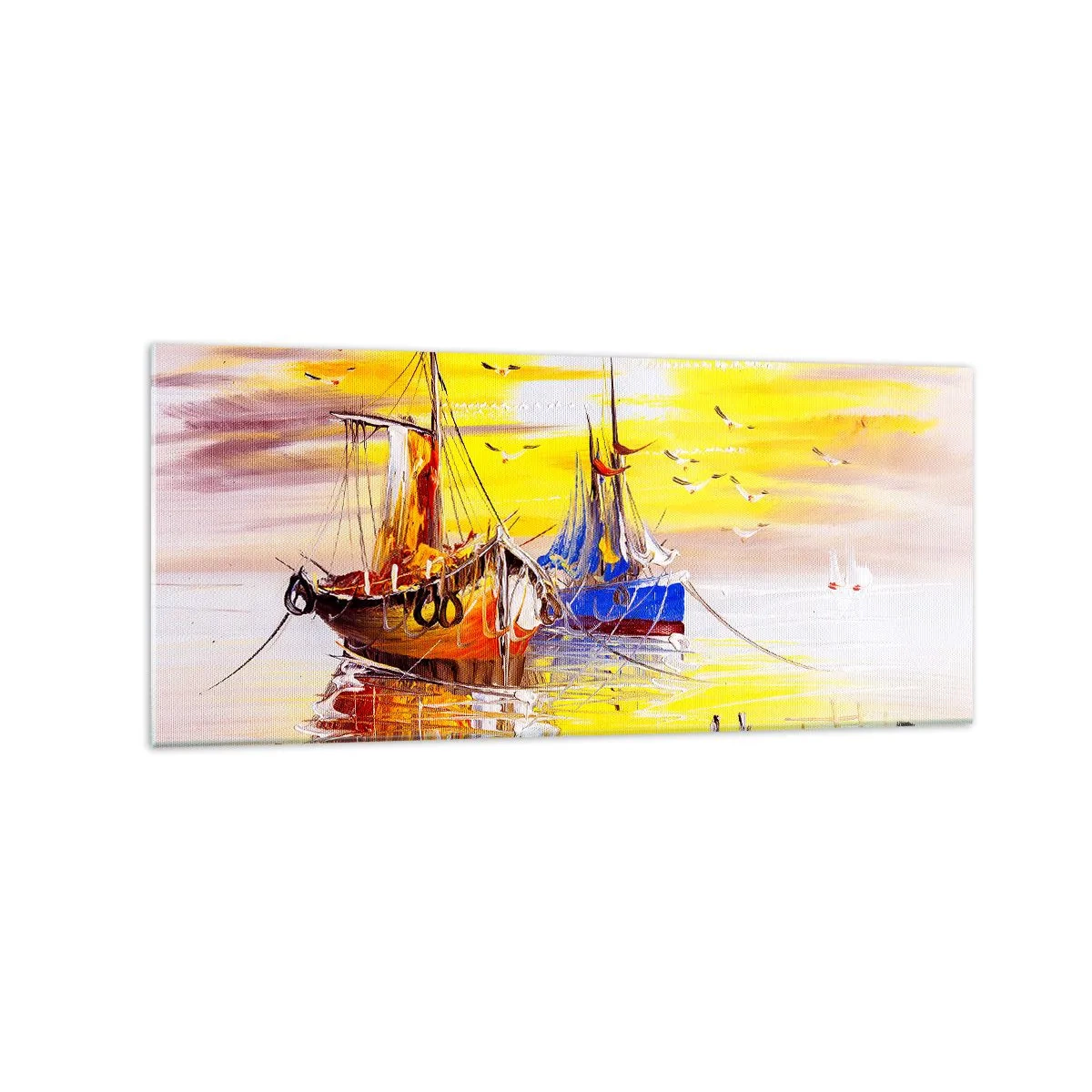 Billede på glas - Et velfortjent hvil i havnen - 120x50 cm