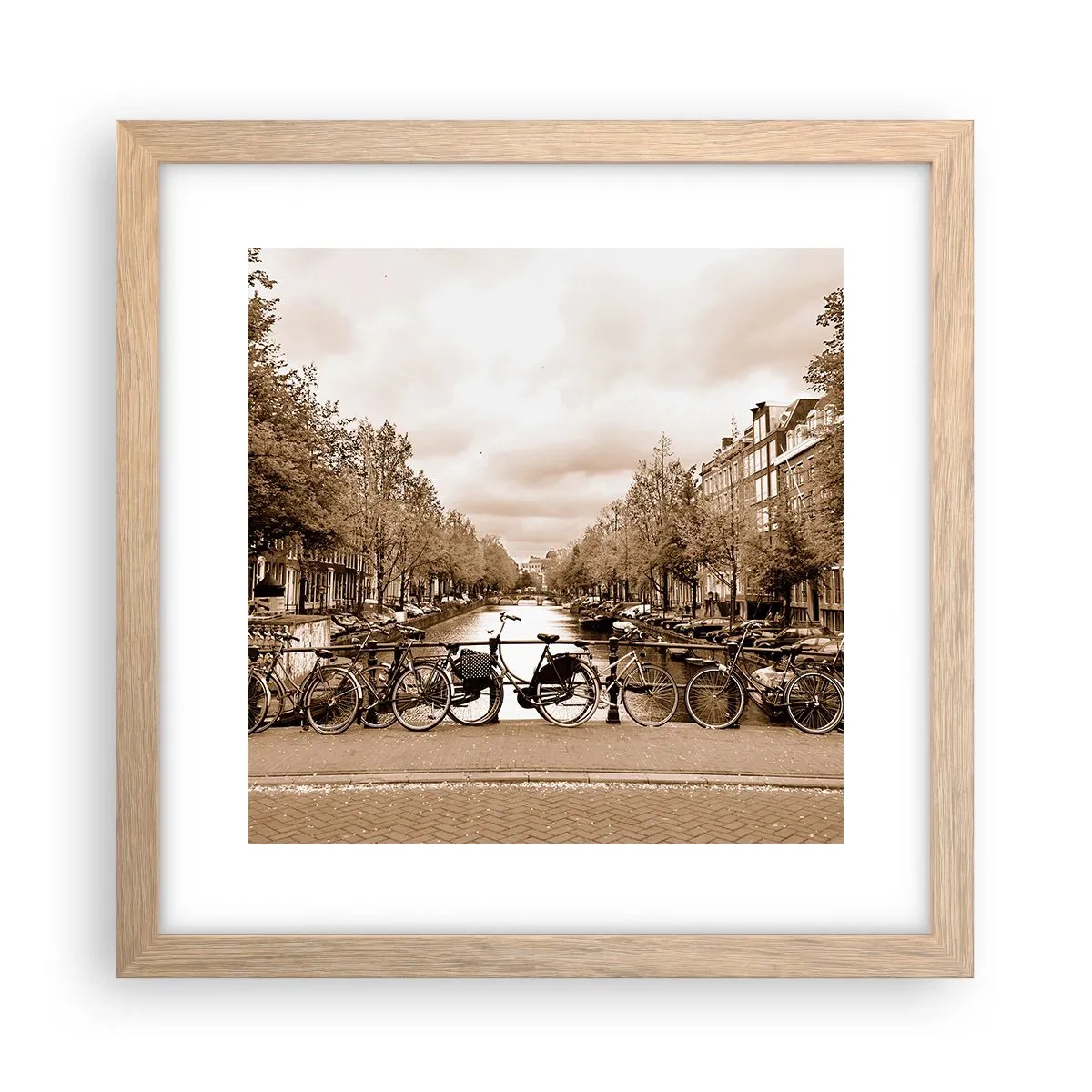 Plakat i ramme af lyst egetræ - Hollandsk atmosfære - 30x30 cm