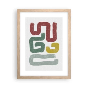 Plakat i ramme af lyst egetræ - På et ukendt sprog - 30x40 cm