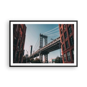 Plakat i sort ramme - Over byens bølger - 91x61 cm