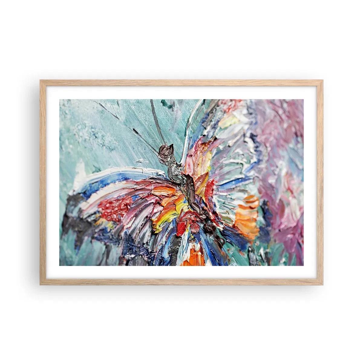 Plakat i ramme af lyst egetræ - Malet af naturen - 70x50 cm
