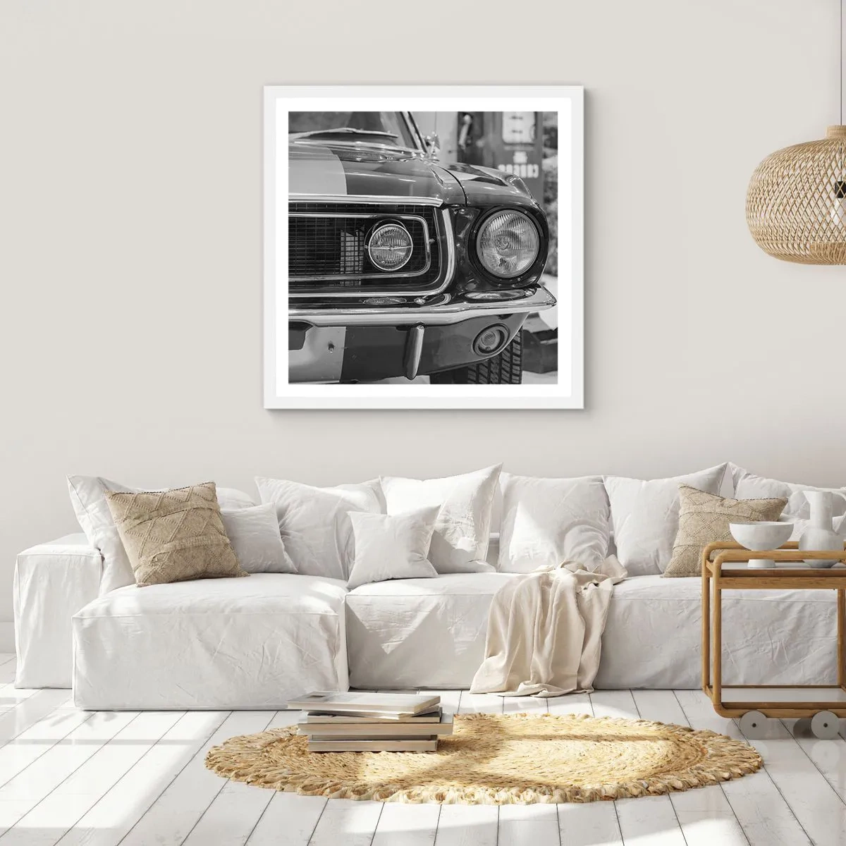 Plakat i hvid ramme - Hård kørsel - 60x60 cm