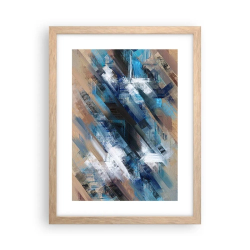 Plakat i ramme af lyst egetræ - På en blå skråning - 30x40 cm