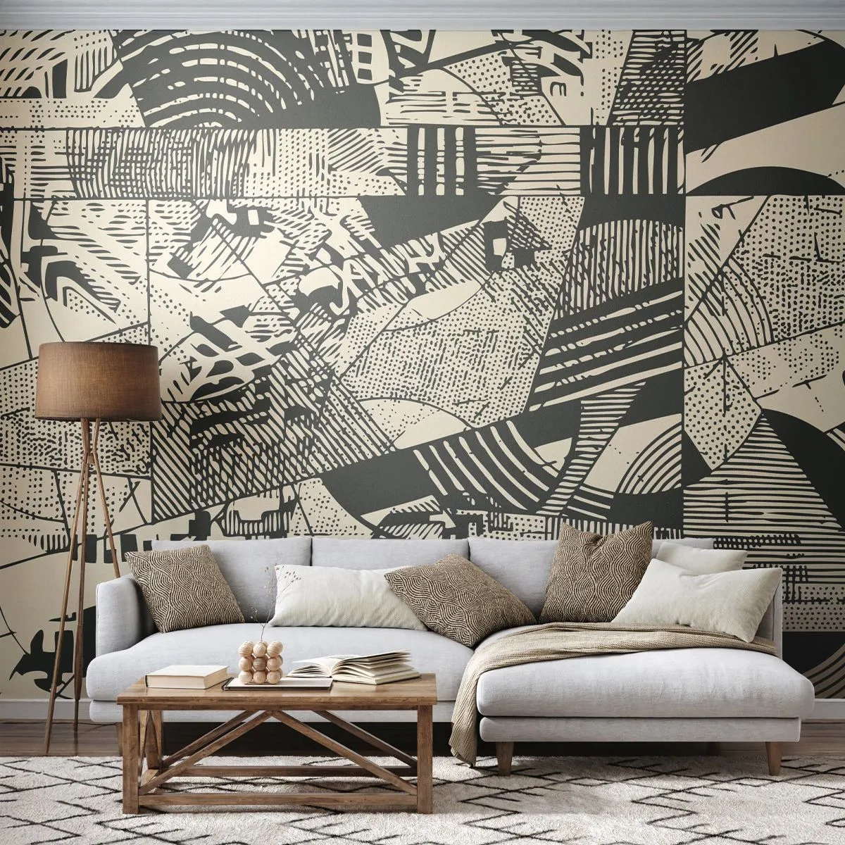 Fototapet Standard Eco - Nutidens dynamik - Abstraktion, Årgang, Grafik - 450x315 cm