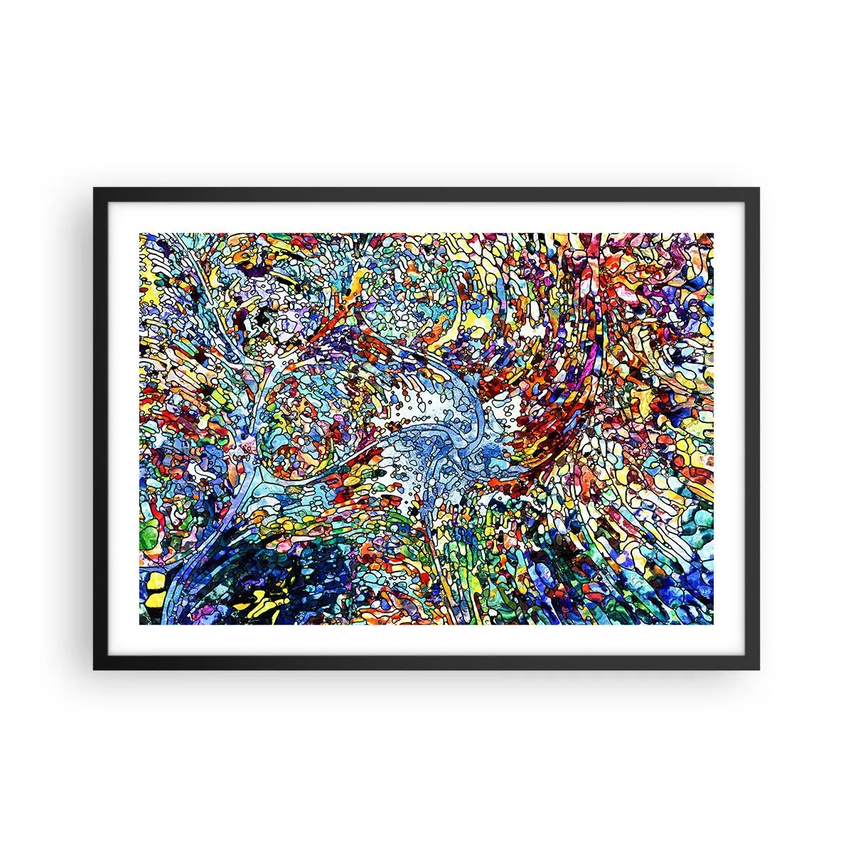 Plakat i sort ramme - Dråbe af farvet glas - 70x50 cm