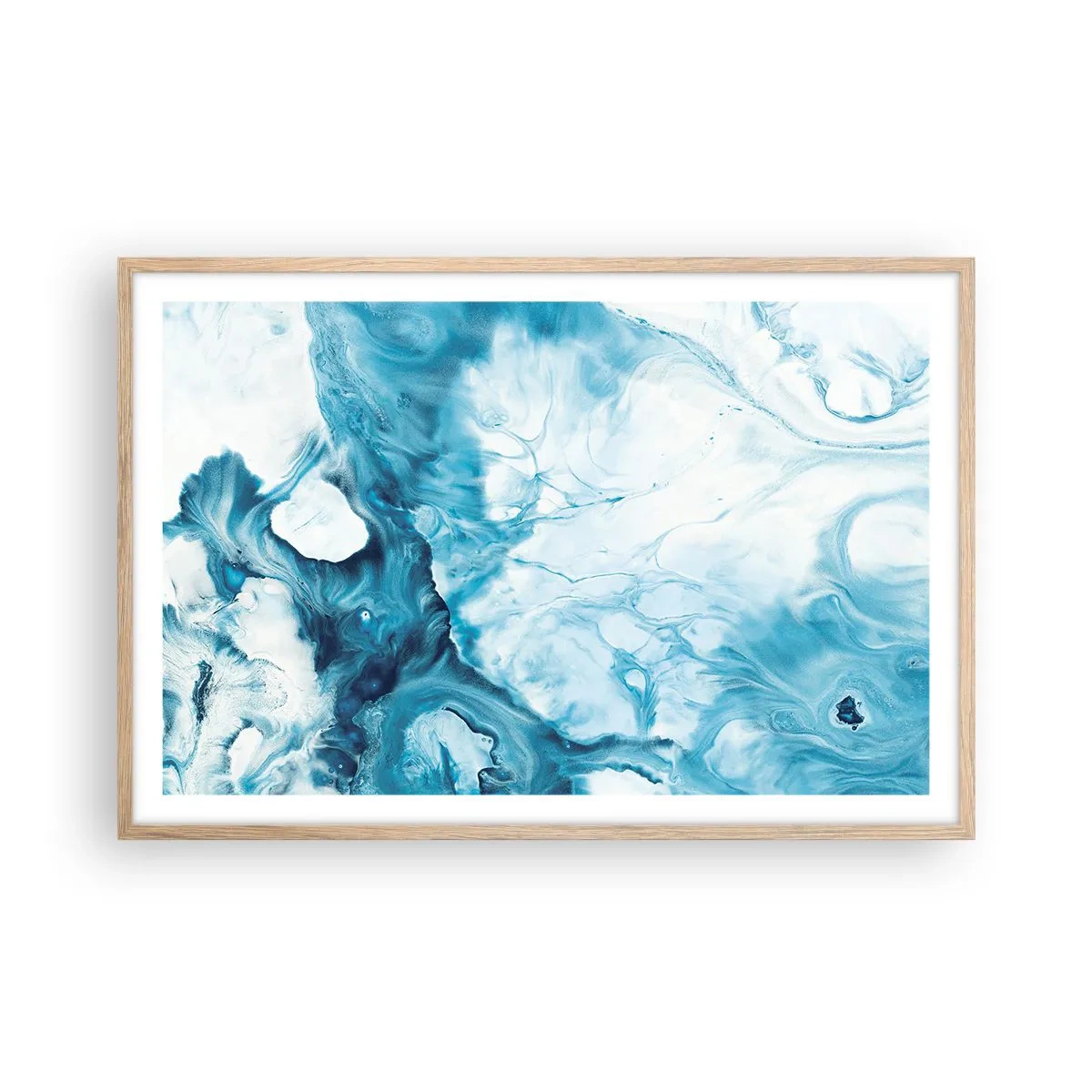 Plakat i ramme af lyst egetræ - Blå koncert - 91x61 cm