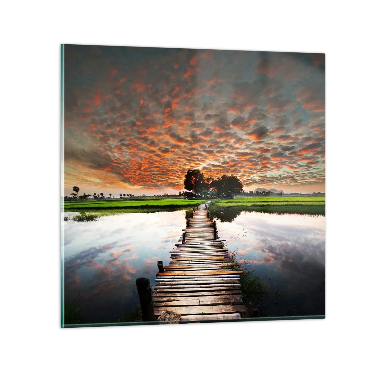 Billede på glas - Spred armene – træk vejret  - 60x60 cm