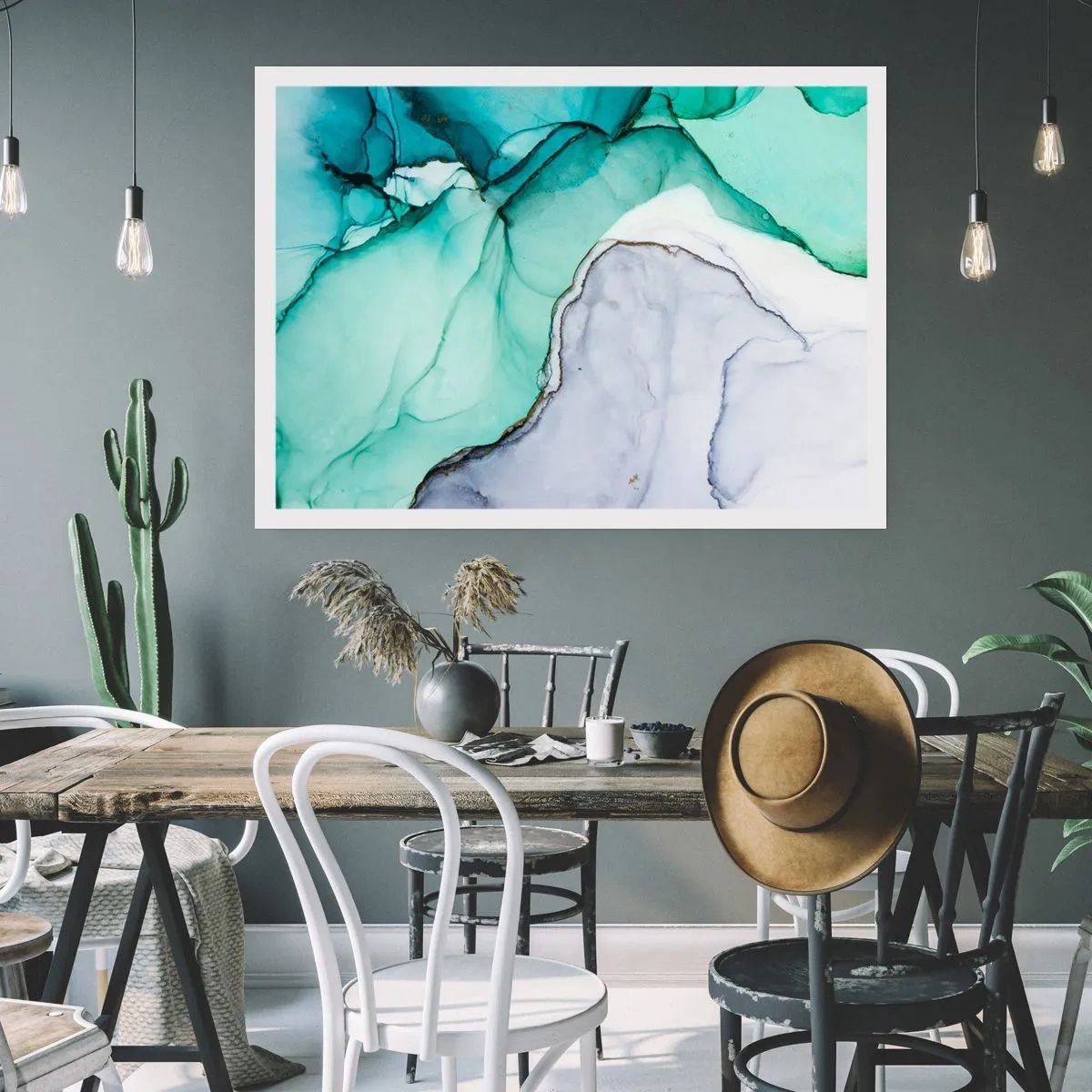 Plakat - Undersøgelse i turkis - 100x70 cm