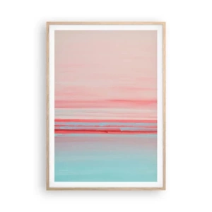 Plakat i ramme af lyst egetræ - Abstraktion ved daggry - 70x100 cm