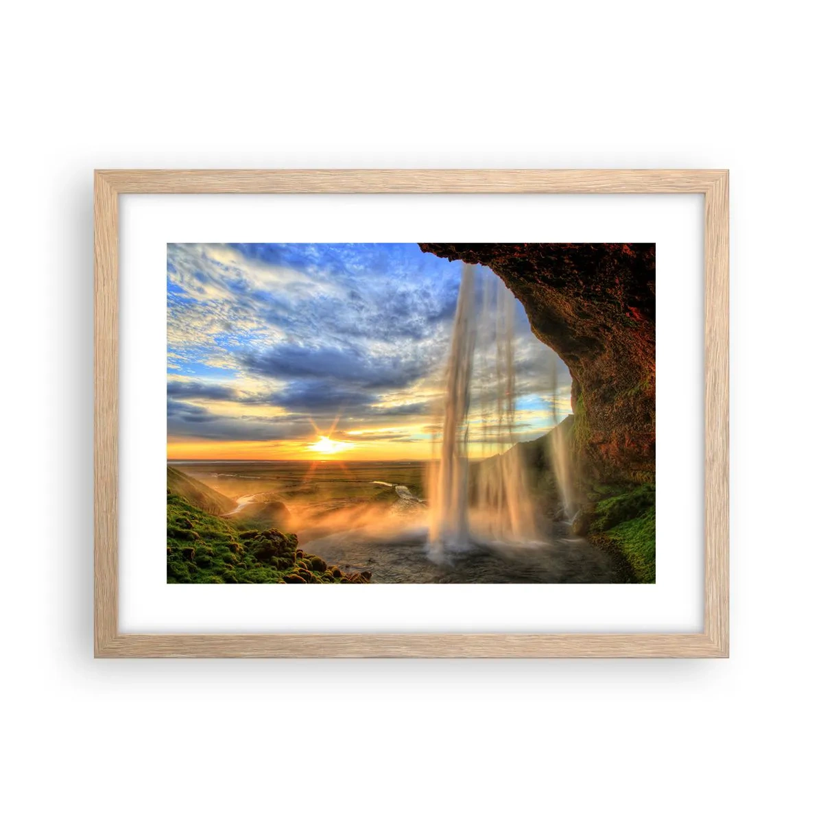 Plakat i ramme af lyst egetræ - Verden bag sløret af dråber - 40x30 cm