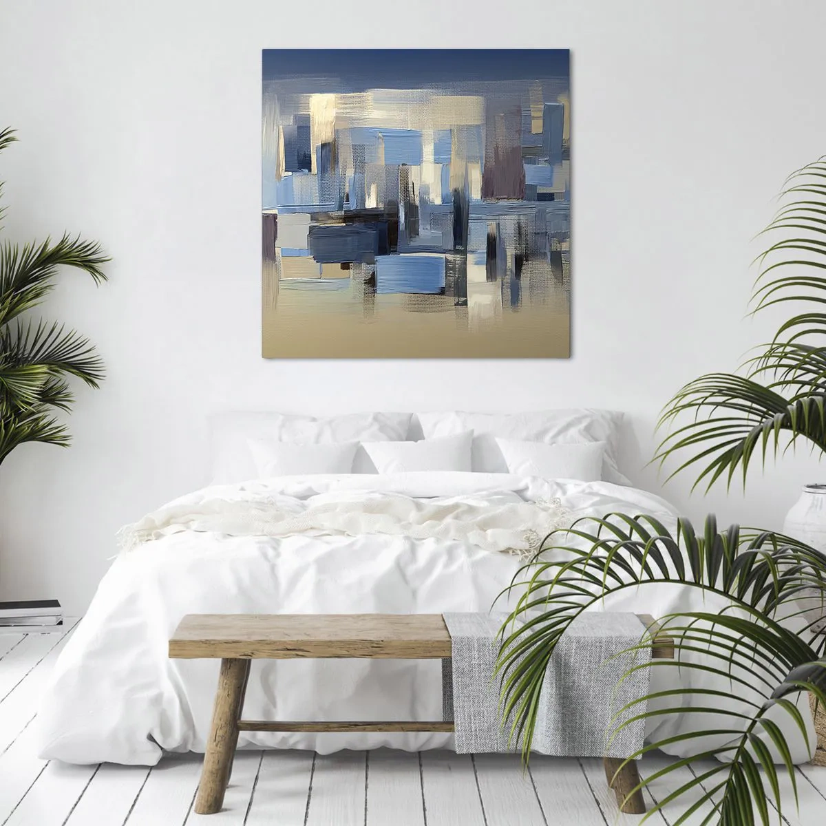 Lærredstryk - Billede på lærred - Blå konstruktion - 40x40 cm