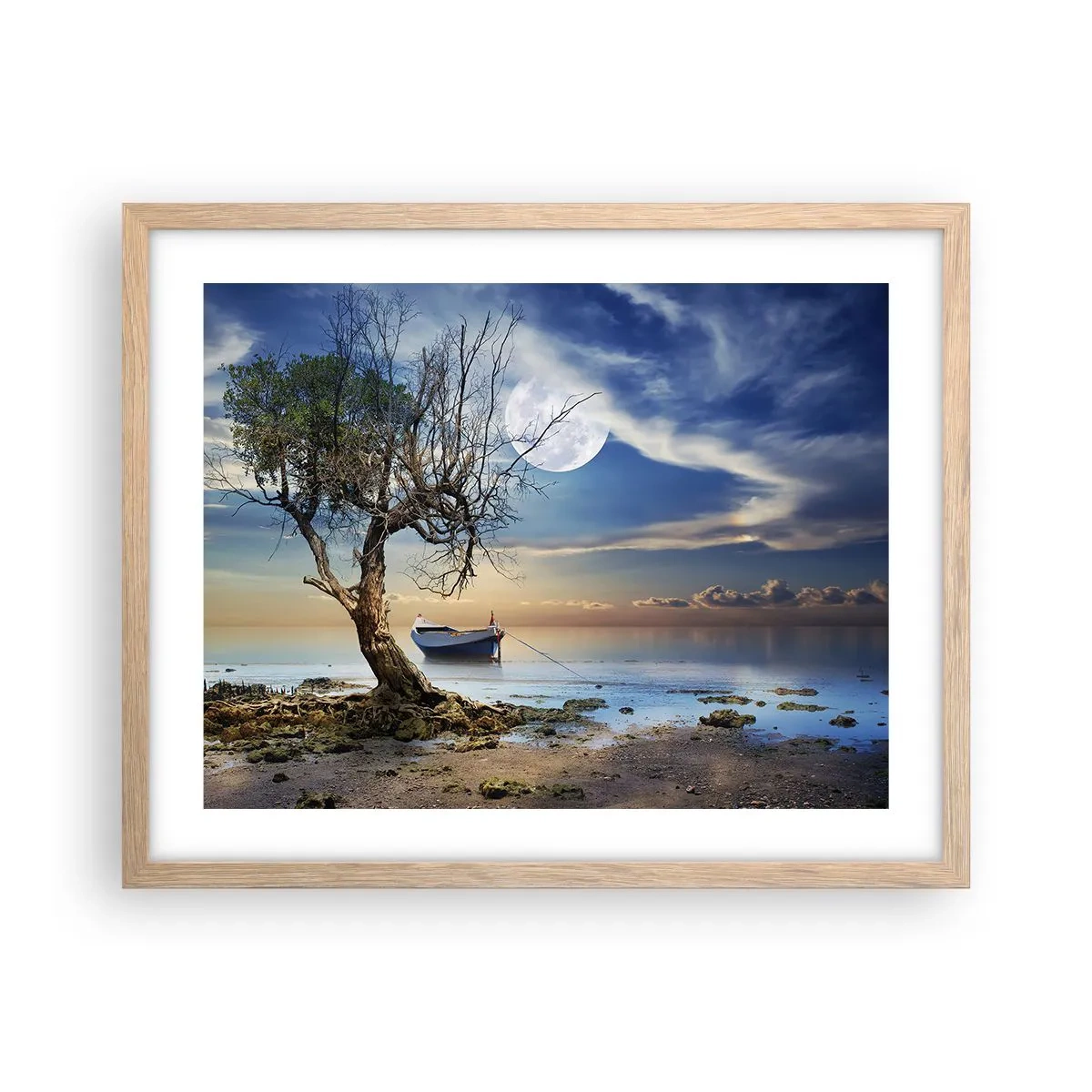 Plakat i ramme af lyst egetræ - Er dette enden eller begyndelsen? - 50x40 cm