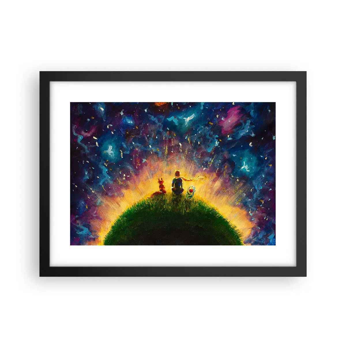Plakat i sort ramme - Kærlighed og venskab - hele verden - 40x30 cm