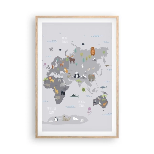 Plakat i ramme af lyst egetræ - Fortæl mig, hvor du er fra... - 61x91 cm