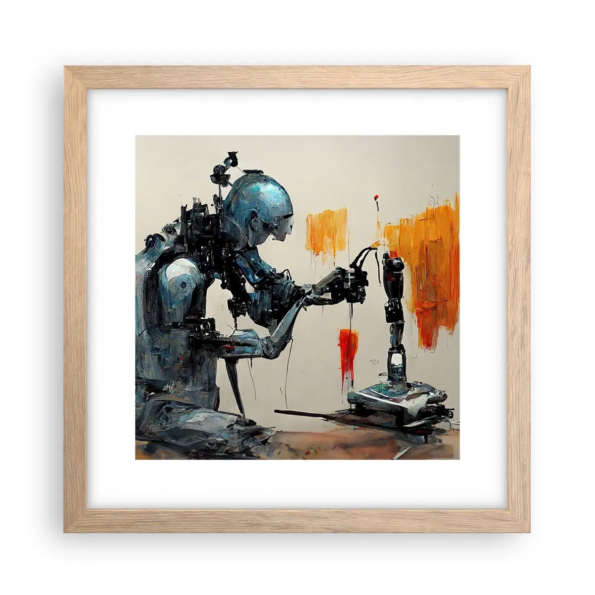 Plakat i ramme af lyst egetræ - Kommer i morgen... - 30x30 cm